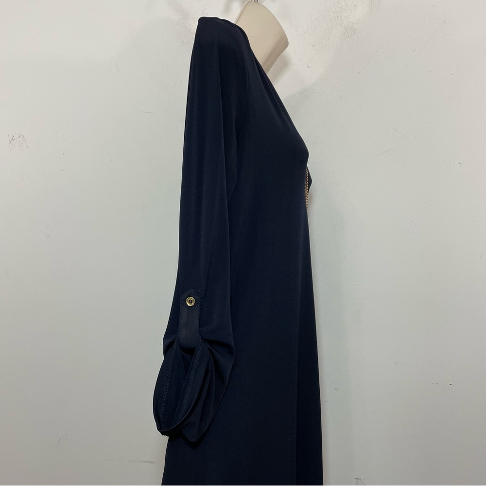 NWT Michael michael Kors Black jersey Shift Dress Gold Chain Small long sleeve - Picture 5 of 8
